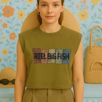 Reel Big Fish Retro Pattern Garment-Dyed Women's Muscle Tee