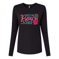 Resting Beach Face Funny Summer Womens Cotton Relaxed Long Sleeve T-Shirt