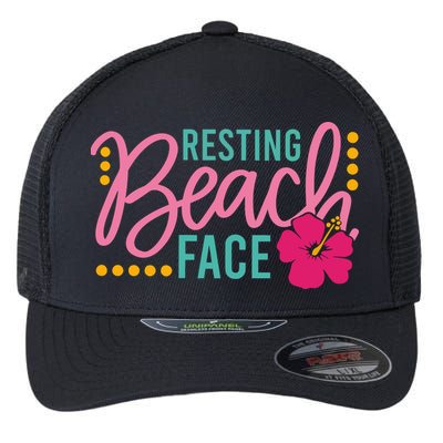 Resting Beach Face Funny Summer Flexfit Unipanel Trucker Cap