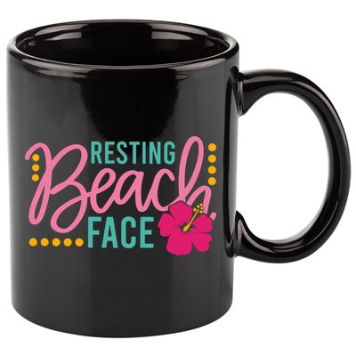Resting Beach Face Funny Summer 11oz C Handle Ceramic Mug