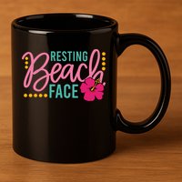 Resting Beach Face Funny Summer 11oz C Handle Ceramic Mug