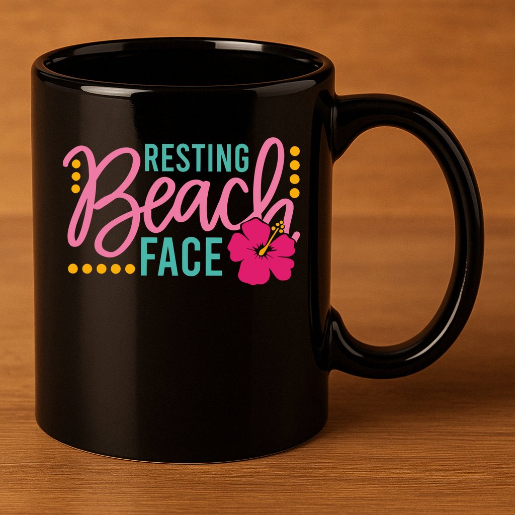 Resting Beach Face Funny Summer 11oz C Handle Ceramic Mug