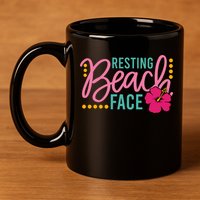 Resting Beach Face Funny Summer 11oz C Handle Ceramic Mug