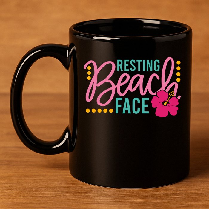 Resting Beach Face Funny Summer 11oz C Handle Ceramic Mug