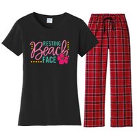 Resting Beach Face Funny Summer Women's Flannel Pajama Set