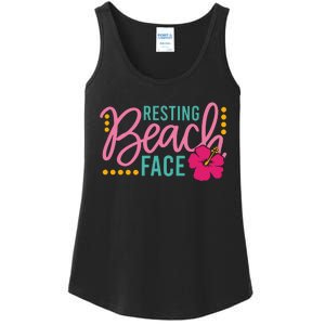 Resting Beach Face Funny Summer Ladies Essential Tank