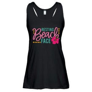 Resting Beach Face Funny Summer Ladies Essential Flowy Tank