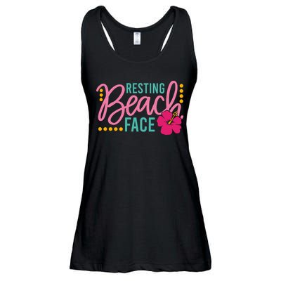 Resting Beach Face Funny Summer Ladies Essential Flowy Tank