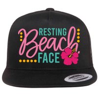 Resting Beach Face Funny Summer Flat Bill Trucker Hat