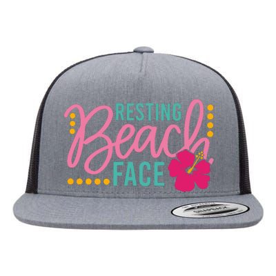 Resting Beach Face Funny Summer Flat Bill Trucker Hat