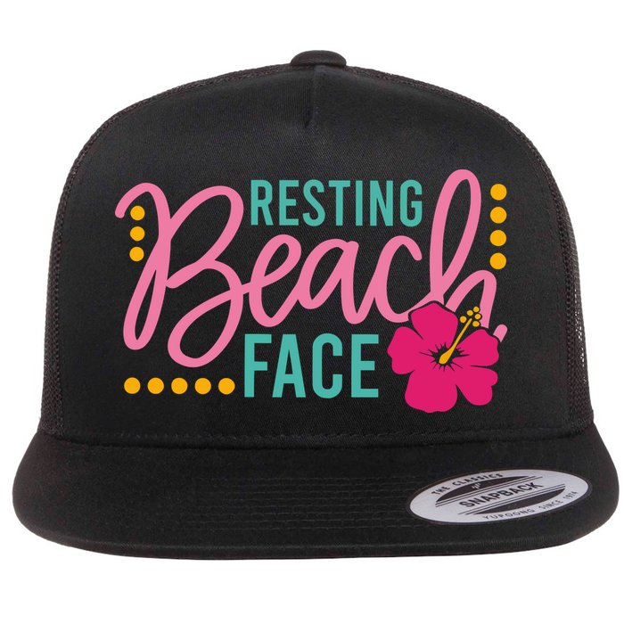 Resting Beach Face Funny Summer Flat Bill Trucker Hat