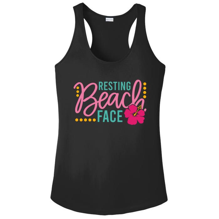 Resting Beach Face Funny Summer Ladies PosiCharge Competitor Racerback Tank