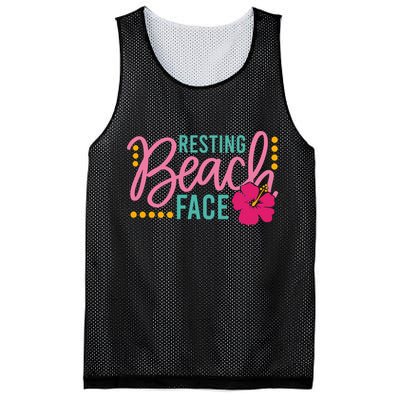 Resting Beach Face Funny Summer Mesh Reversible Basketball Jersey Tank