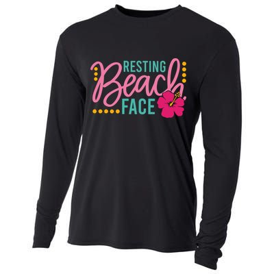 Resting Beach Face Funny Summer Cooling Performance Long Sleeve Crew