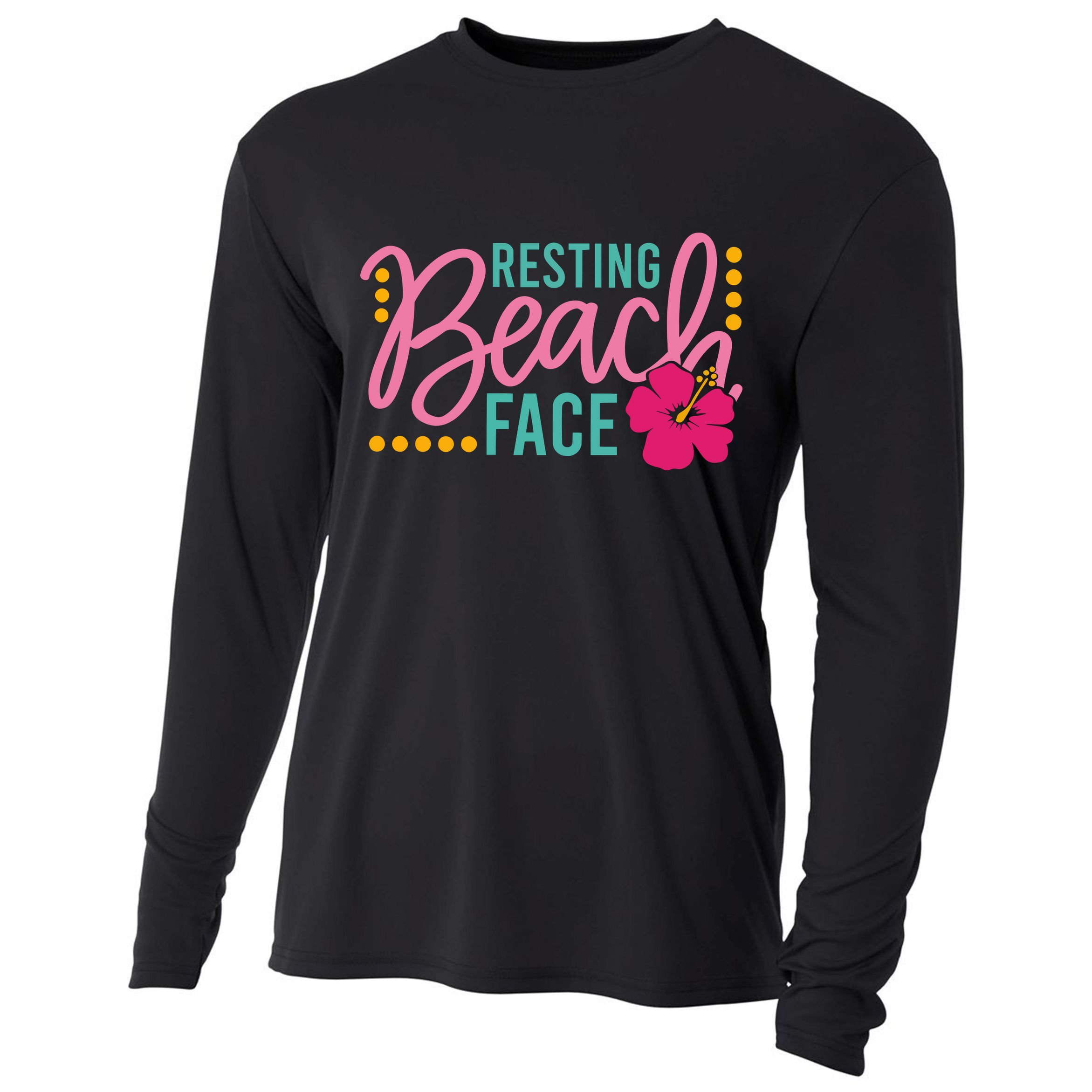 Resting Beach Face Funny Summer Cooling Performance Long Sleeve Crew