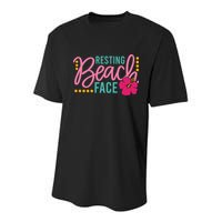 Resting Beach Face Funny Summer Youth Performance Sprint T-Shirt