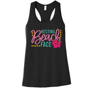 Resting Beach Face Funny Summer Women's Racerback Tank