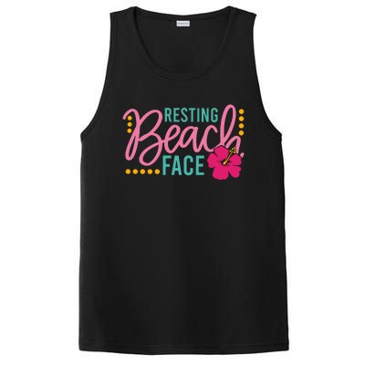 Resting Beach Face Funny Summer PosiCharge Competitor Tank