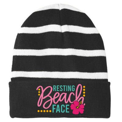 Resting Beach Face Funny Summer Striped Beanie with Solid Band