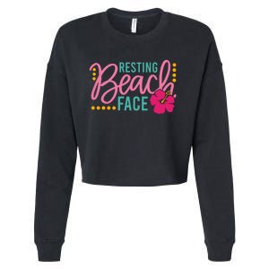 Resting Beach Face Funny Summer Cropped Pullover Crew