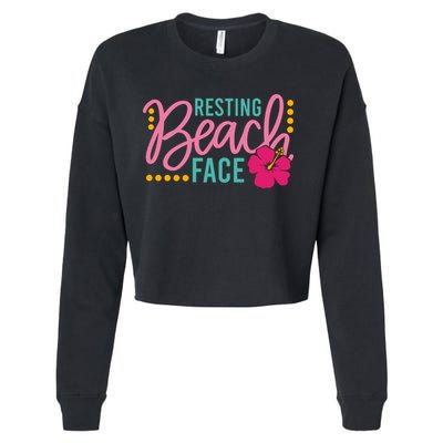 Resting Beach Face Funny Summer Cropped Pullover Crew