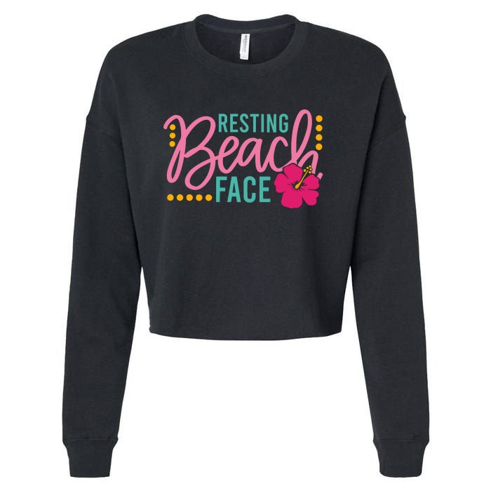 Resting Beach Face Funny Summer Cropped Pullover Crew