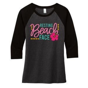 Resting Beach Face Funny Summer Women's Tri-Blend 3/4-Sleeve Raglan Shirt