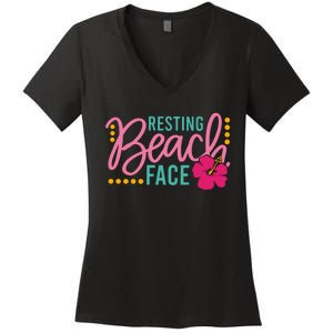 Resting Beach Face Funny Summer Women's V-Neck T-Shirt