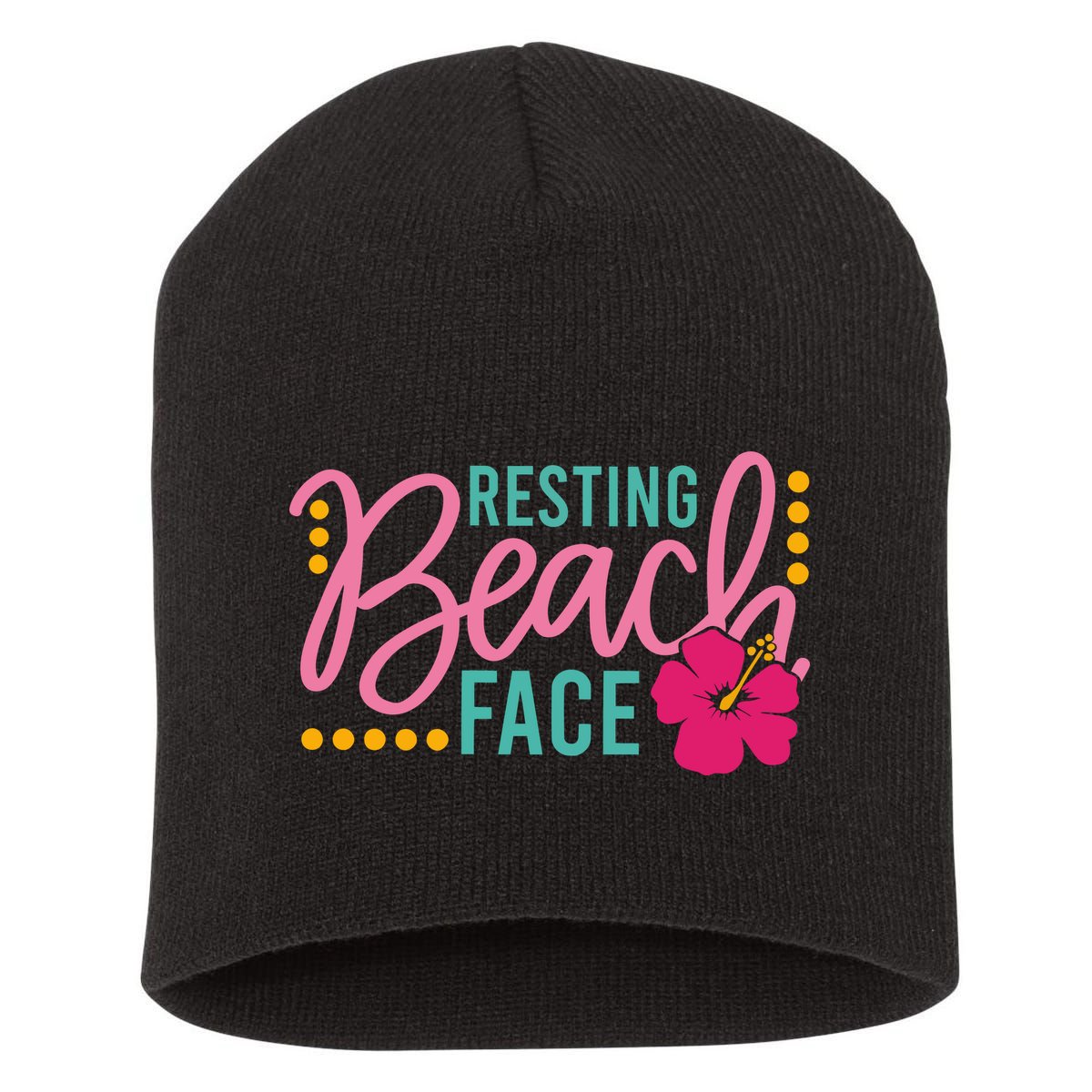Resting Beach Face Funny Summer Short Acrylic Beanie