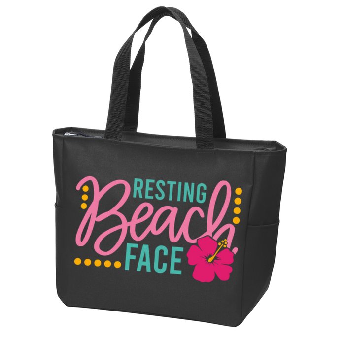 Resting Beach Face Funny Summer Zip Tote Bag