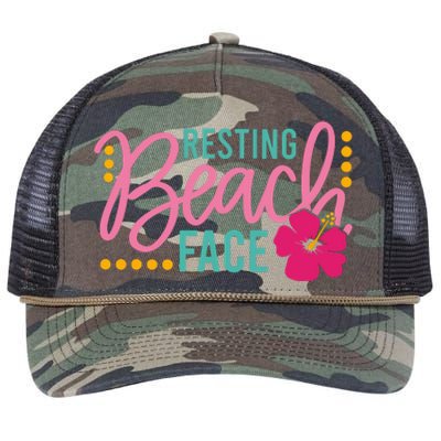 Resting Beach Face Funny Summer Retro Rope Trucker Hat Cap