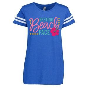 Resting Beach Face Funny Summer Enza Ladies Jersey Football T-Shirt