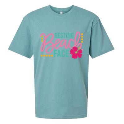 Resting Beach Face Funny Summer Sueded Cloud Jersey T-Shirt