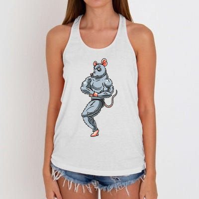 Rat Bodybuilding Fitness Gym Motivation Bodybuilder Women's Knotted Racerback Tank