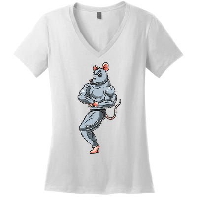 Rat Bodybuilding Fitness Gym Motivation Bodybuilder Women's V-Neck T-Shirt