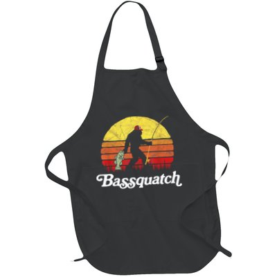 Retro Bassquatch Funny Bigfoot Fishing Outdoor Gift Apron