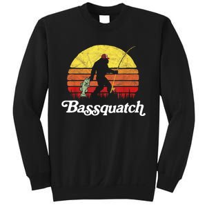 Retro Bassquatch Funny Bigfoot Fishing Outdoor Gift Sweatshirt