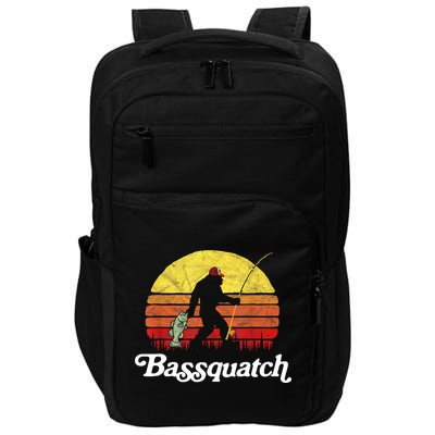 Retro Bassquatch Funny Bigfoot Fishing Outdoor Gift Impact Tech Backpack