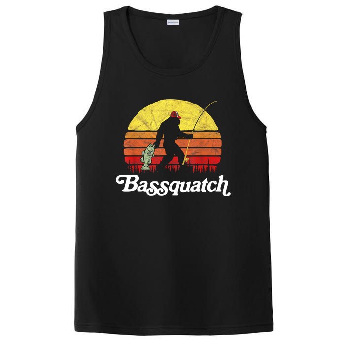 Retro Bassquatch Funny Bigfoot Fishing Outdoor Gift PosiCharge Competitor Tank