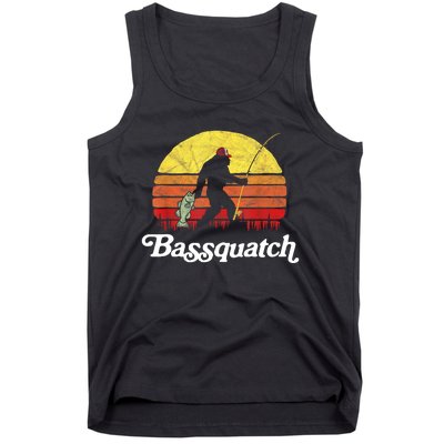 Retro Bassquatch Funny Bigfoot Fishing Outdoor Gift Tank Top