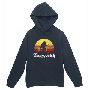 Retro Bassquatch Funny Bigfoot Fishing Outdoor Gift Urban Pullover Hoodie