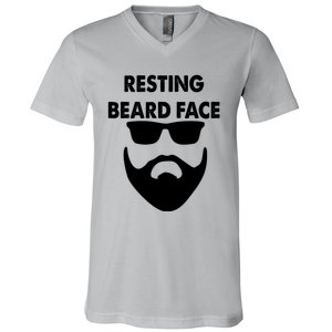 Resting Beard Face Funny Beard V-Neck T-Shirt