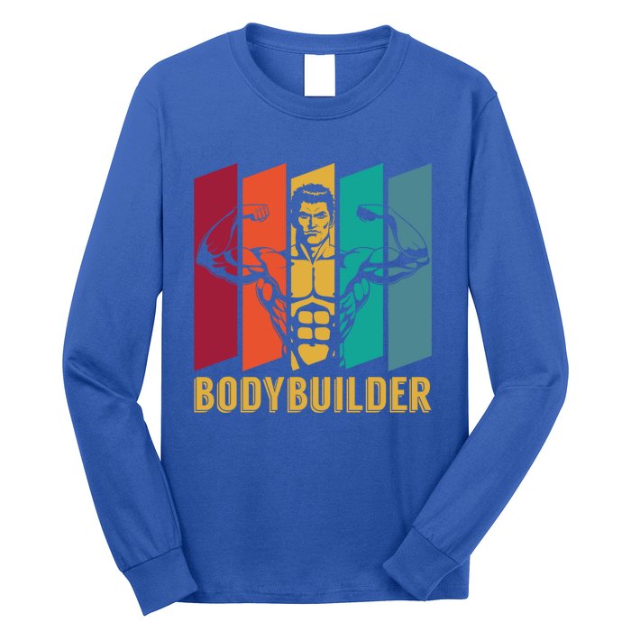 Retro Bodybuilding Fitness Gym Gift Vintage Bodybuilder Gift Long Sleeve Shirt