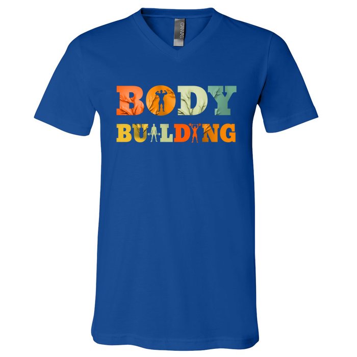 Retro Bodybuilding Fitness Gym Meaningful Gift Vintage Bodybuilder Cute Gift V-Neck T-Shirt