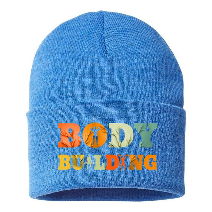 Retro Bodybuilding Fitness Gym Meaningful Gift Vintage Bodybuilder Cute Gift Sustainable Knit Beanie