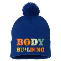 Retro Bodybuilding Fitness Gym Meaningful Gift Vintage Bodybuilder Cute Gift Pom Pom 12in Knit Beanie