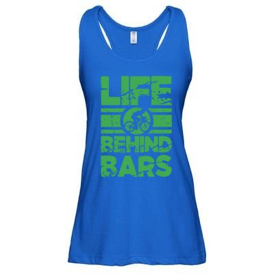 Road Biker Funny Cycling Cyclist Life Behind Bars Gift Ladies Essential Flowy Tank