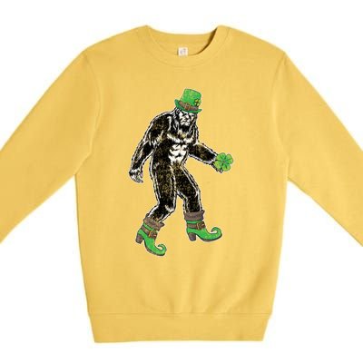 Retro Big Foot Leprechaun St Patrick's Day Sasquatch Lover Great Gift Premium Crewneck Sweatshirt