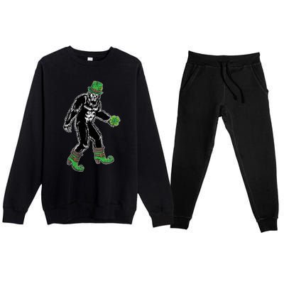 Retro Big Foot Leprechaun St Patrick's Day Sasquatch Lover Great Gift Premium Crewneck Sweatsuit Set