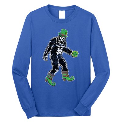 Retro Big Foot Leprechaun St Patrick's Day Sasquatch Lover Great Gift Long Sleeve Shirt